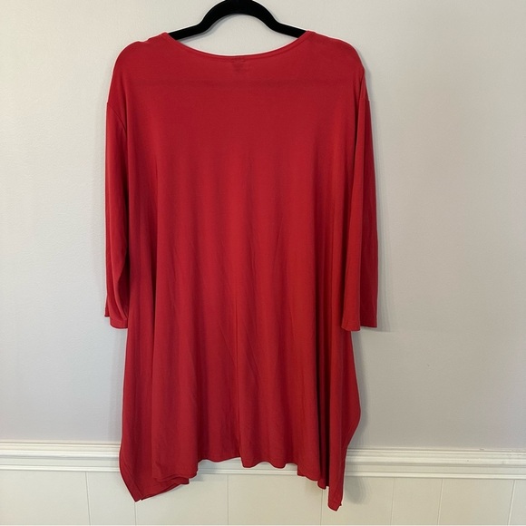 Boutique Women’s 3/4 Sleeve Dark Magenta Pink Tunic Scoop Neck Top Size 1X GUC - Picture 6 of 6